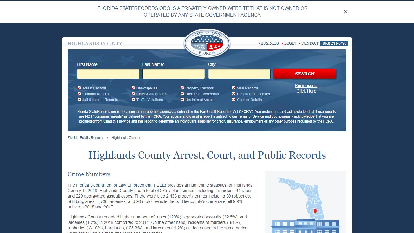Highlands County Arrest, Court, and Public Records